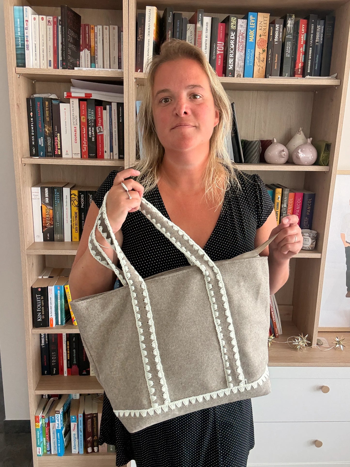 Tote Bag Feutrine Douce – Gris Naturel & Écru