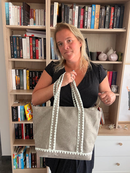 Tote Bag Feutrine Douce – Gris Naturel & Écru
