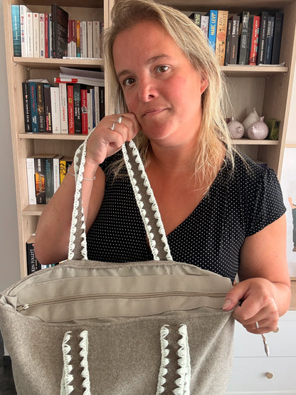 Tote Bag Feutrine Douce – Gris Naturel & Écru