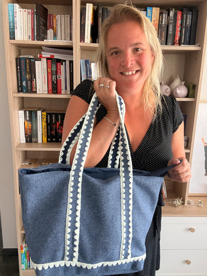 Tote Bag Feutrine Douce – Bleu Jean & Écru
