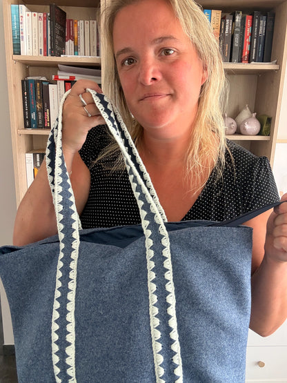 Tote Bag Feutrine Douce – Bleu Jean & Écru