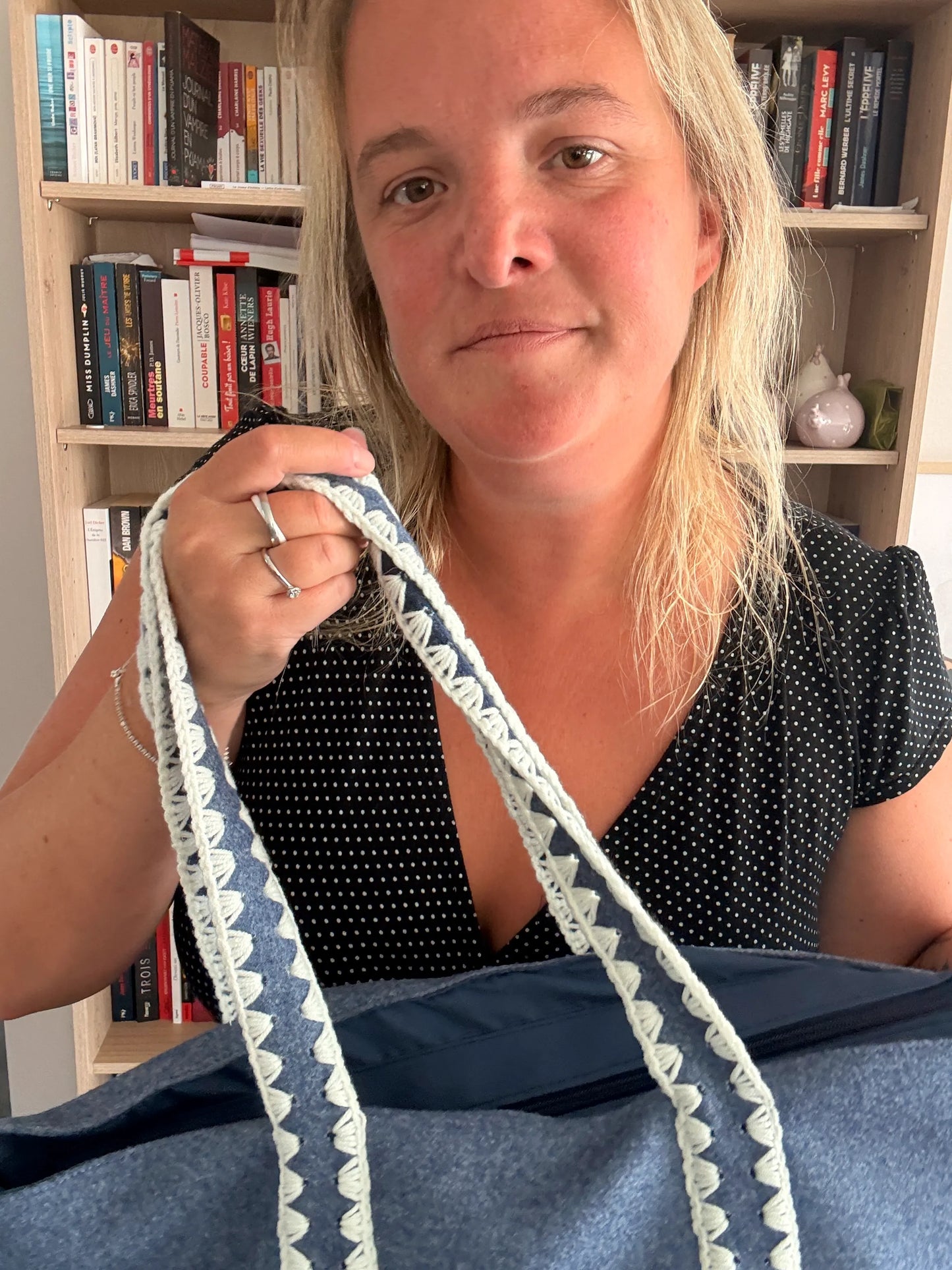 Tote Bag Feutrine Douce – Bleu Jean & Écru