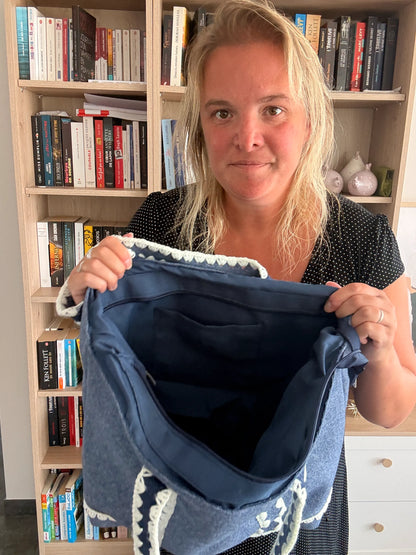 Tote Bag Feutrine Douce – Bleu Jean & Écru