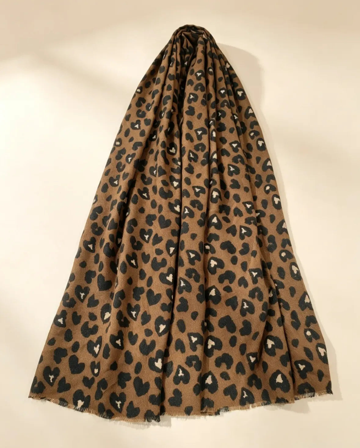Écharpe léopard marron et noir viscose et laine