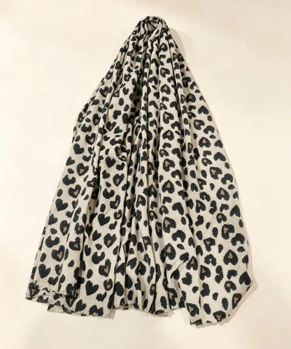 Écharpe Léopard Viscose & Laine – 180 x 90 cm