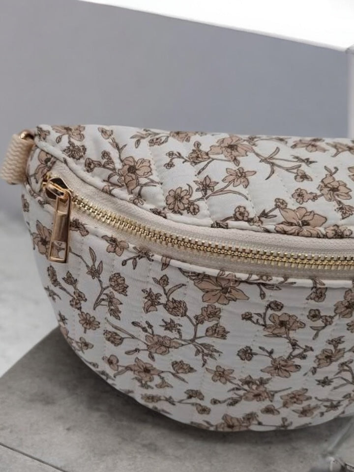 Sac banane coton matelassé liberty motif fleuris beige