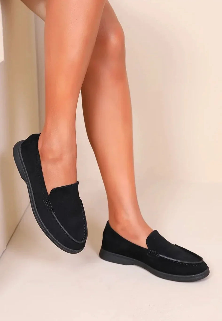 Chaussures mocassins bateau toucher daim noir