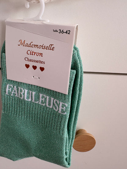 Chaussettes hautes pailletées “Fabuleuse”