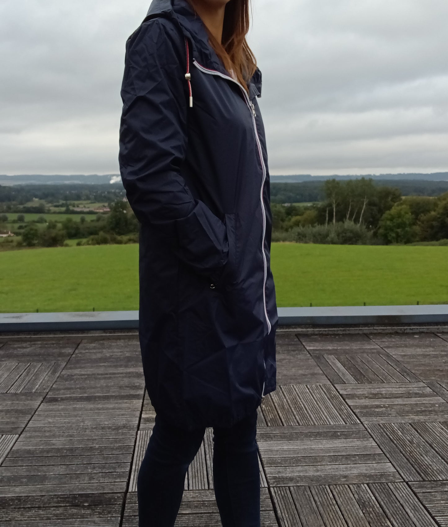 Parka manteau imperméable long fine doublure Laura Jo Bleu Marine