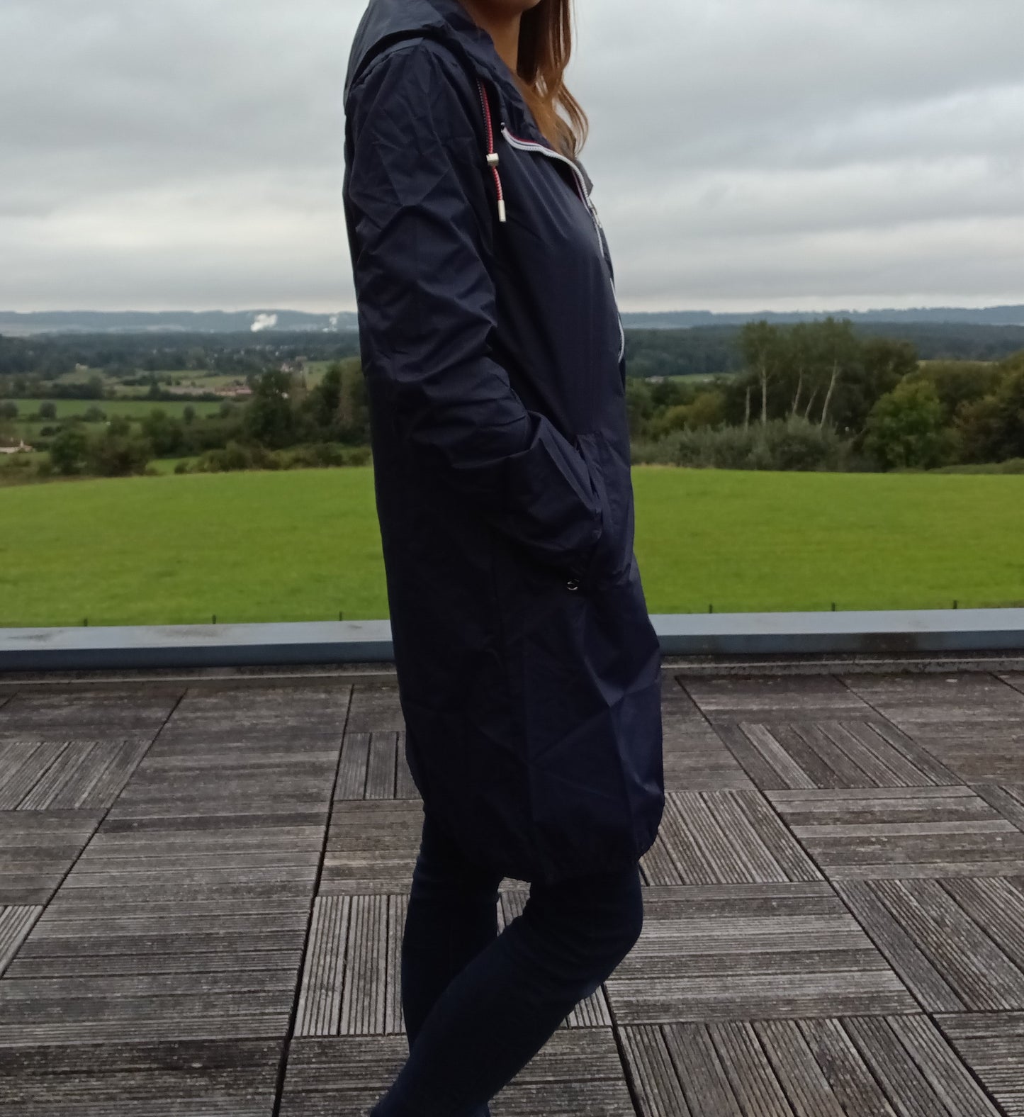 Parka manteau imperméable long fine doublure Laura Jo Bleu Marine