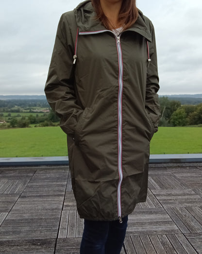 Parka manteau imperméable long fine doublure Laura Jo Kaki