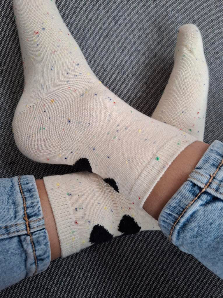 Nouveautés - Chaussettes blanches en coton à motif coeurs