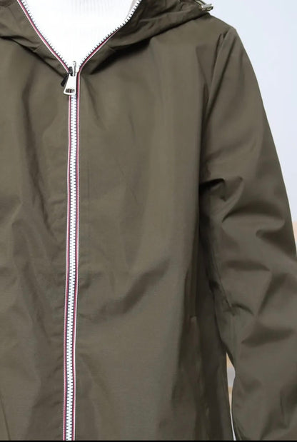 Manteau imperméable réversible mi-long léger Kaki/doré