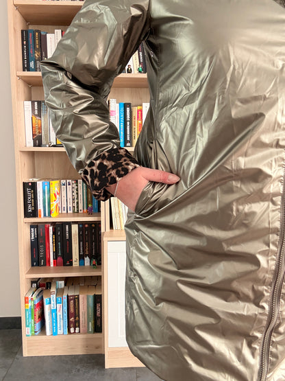 Laura Jo - Imperméable bronze réversible leopard long mi-saison garnissage ouate