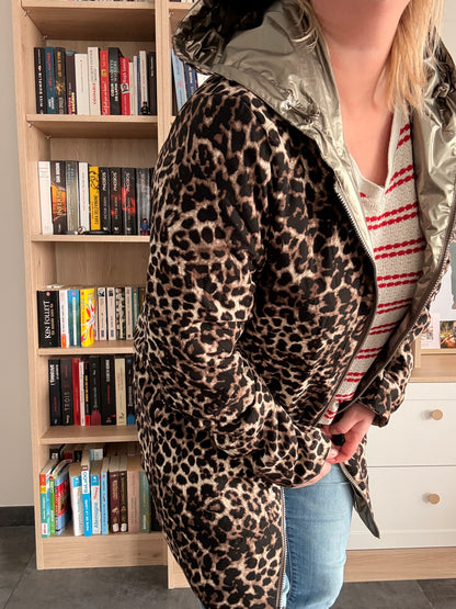 Laura Jo - Imperméable bronze réversible leopard long mi-saison garnissage ouate