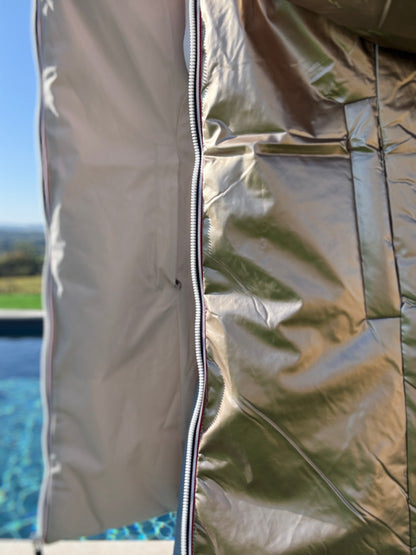 Melya Melody - Imperméable réversible long avec garnissage ouate couleur blanc crème/doré - Curvy