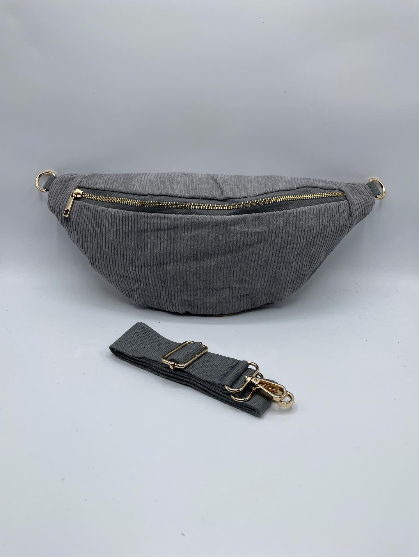 Sac banane velours côtelé couleur gris