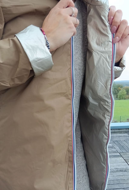 Imperméable réversible long mi-saison garnissage ouate Marque Laura Jo Camel / Doré