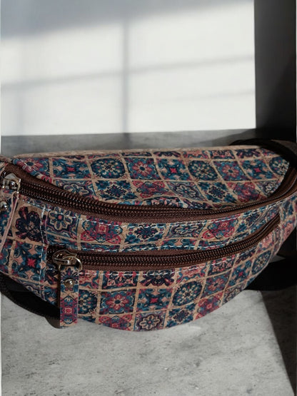 Sac banane en liège motifs « mosaïque » - 2 poches