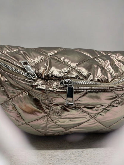 Sac banane XL matelassé effet doudoune champagne