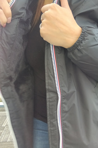 Laura Jo - Imperméable long doublé en fausse fourrure couleur noir