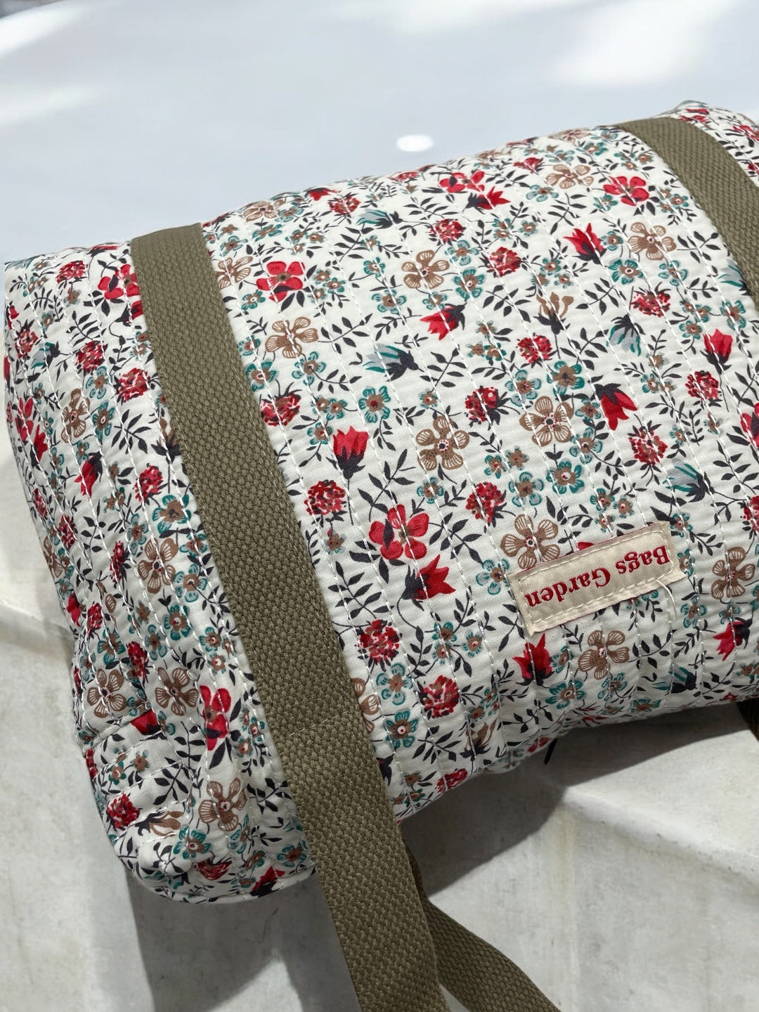 Sac week end voyage coton matelassé liberty taupe