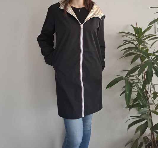 Melya Melody - Manteau léger long réversible imperméable noir doré