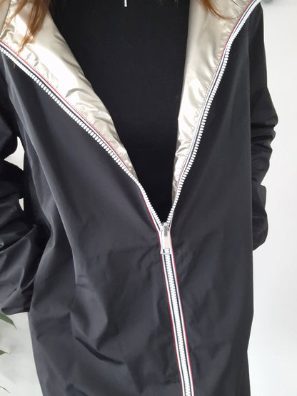 Melya Melody - Manteau léger long réversible imperméable noir doré