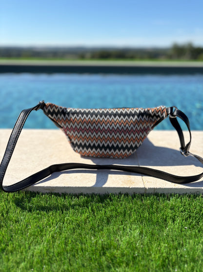 Sac banane simili cuir et tissu noir