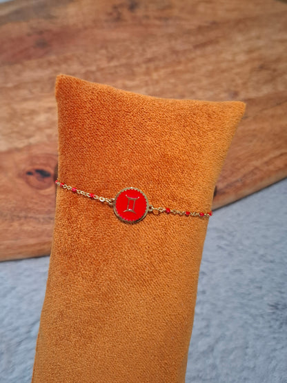 Bracelet à chaîne fine signe astrologique coloré