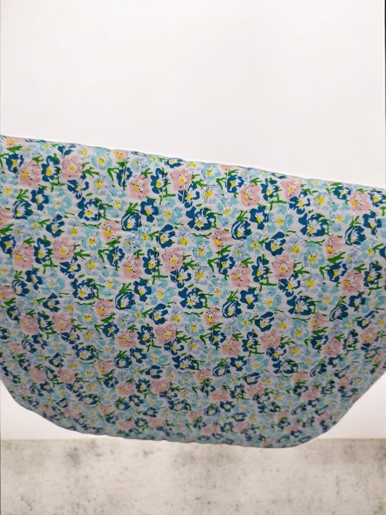 Sac banane en coton liberty fleuri bleu tons rouge « La Ptite cachottière »