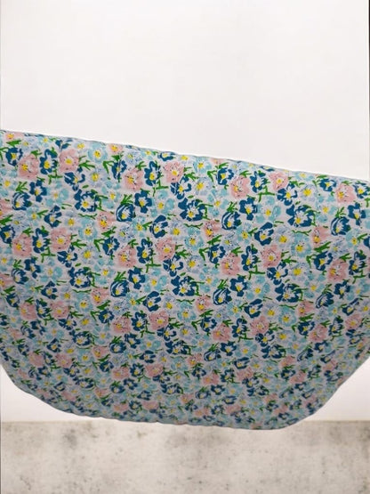 Sac banane en coton liberty fleuri bleu tons rouge « La Ptite cachottière »