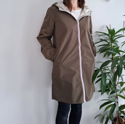 Melya Melody - Manteau léger long réversible imperméable kaki marron doré - Curvy