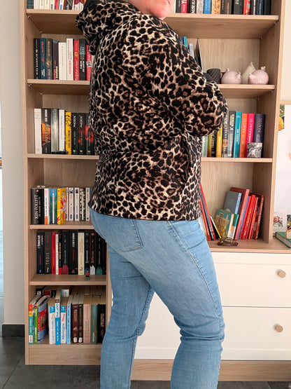 Laura Jo - Imperméable noir réversible léopard court mi-saison garnissage ouate