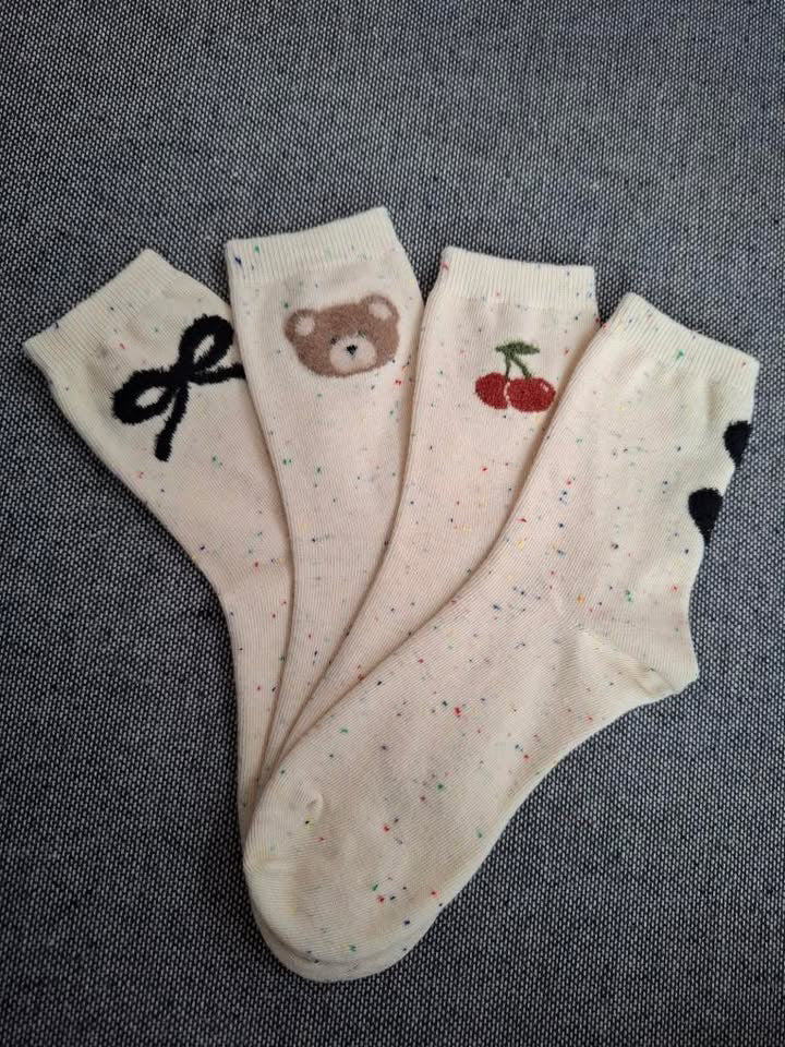 Nouveautés - Chaussettes blanches en coton à motif noeud