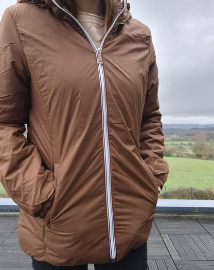 Melya Melody - Manteau court fourré imperméable légerement cintré camel