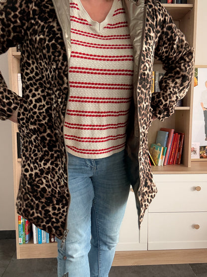 Laura Jo - Imperméable bronze réversible leopard long mi-saison garnissage ouate