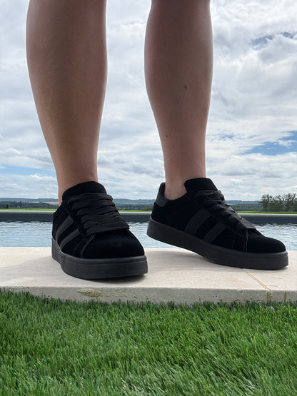 Chaussures baskets basses type campus tout noir all black