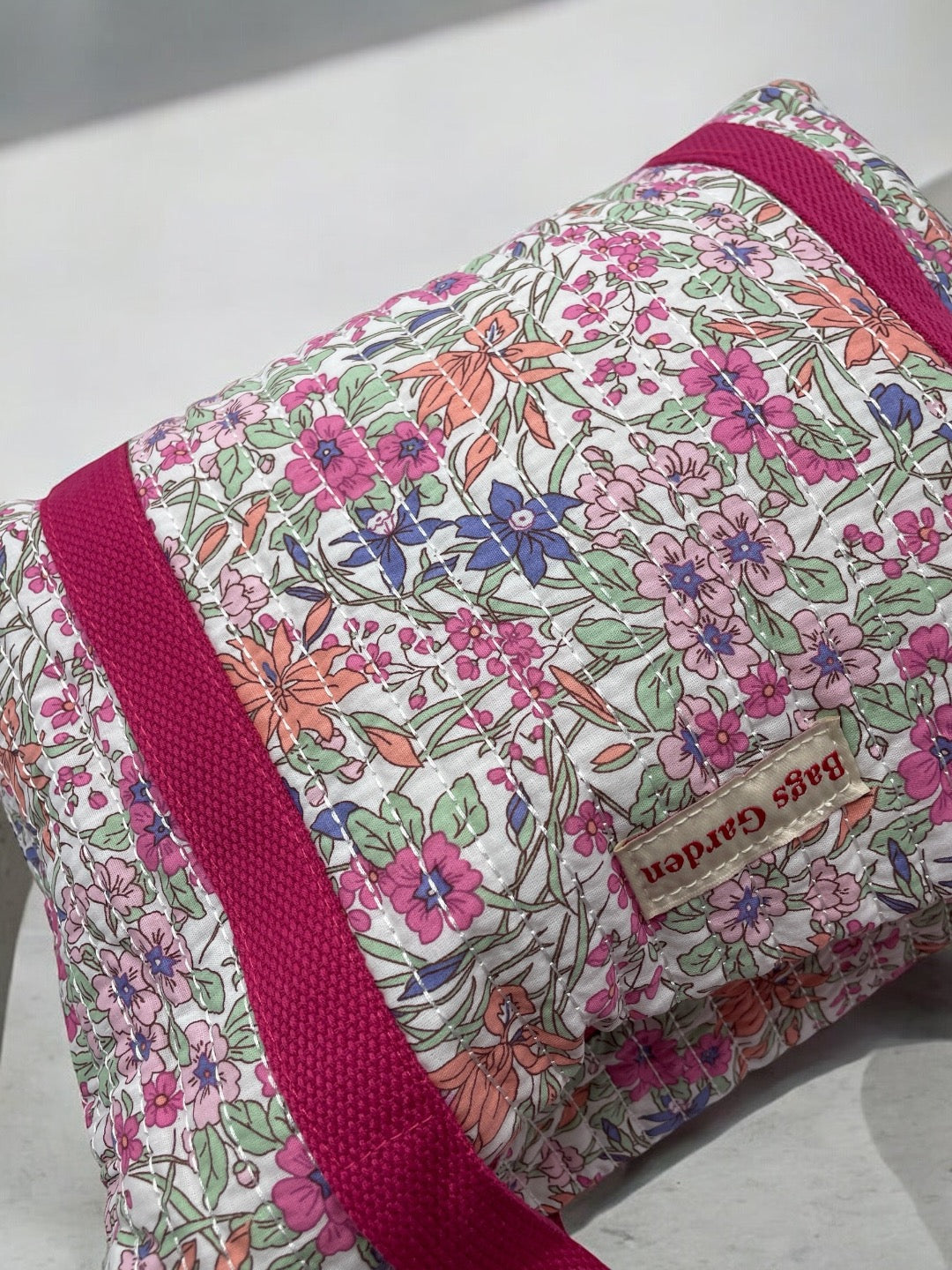 Sac week end voyage coton matelassé liberty rose fuschia