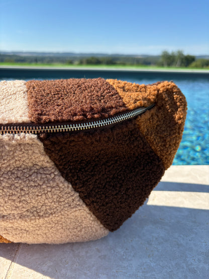 Sac banane XL peluche marron