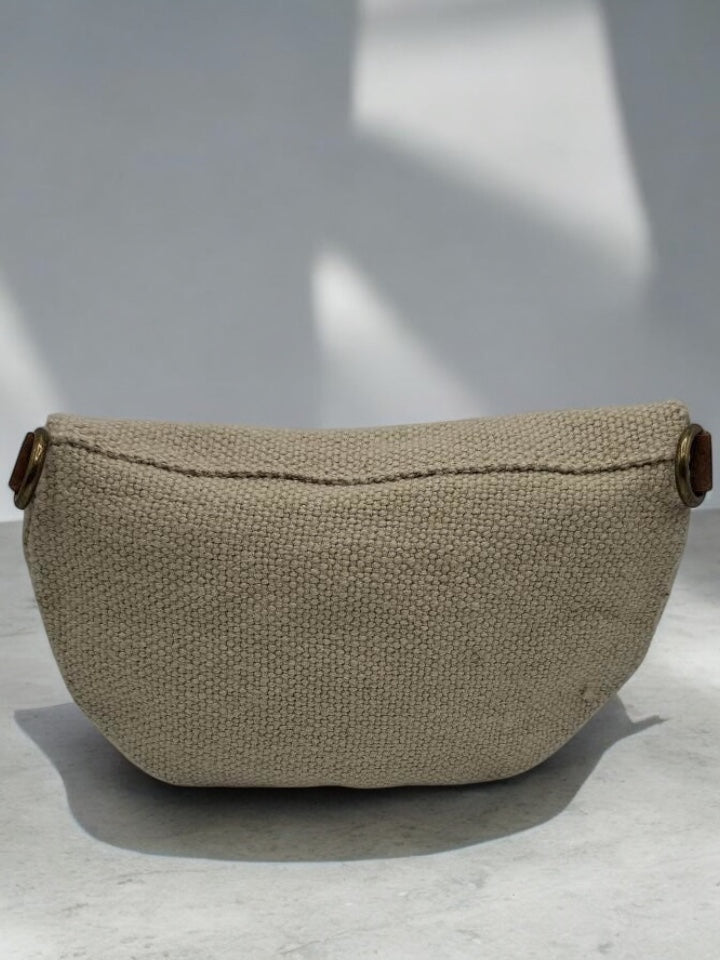 Nouveutés - Sac banane en jute beige 1 poche doubles curseurs