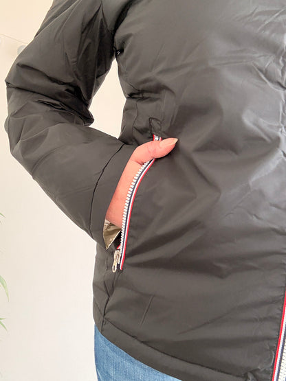 Laura Jo - Manteau doudoune courte matelassé réversible imperméable noir doré avec capuche