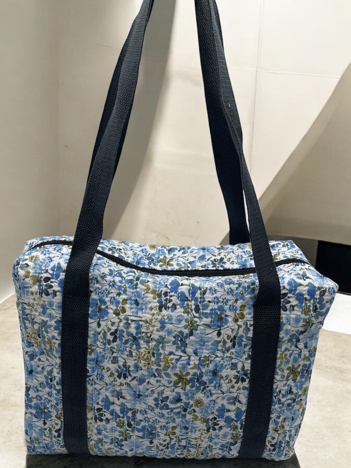 Sac week end voyage coton matelassé liberty bleu foncé