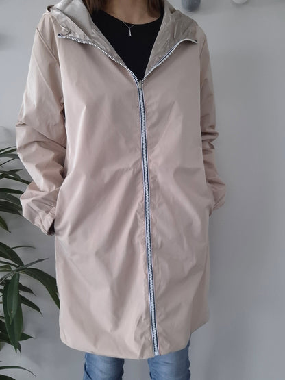 Melya Melody - Manteau long réversible imperméable beige doré Curvy