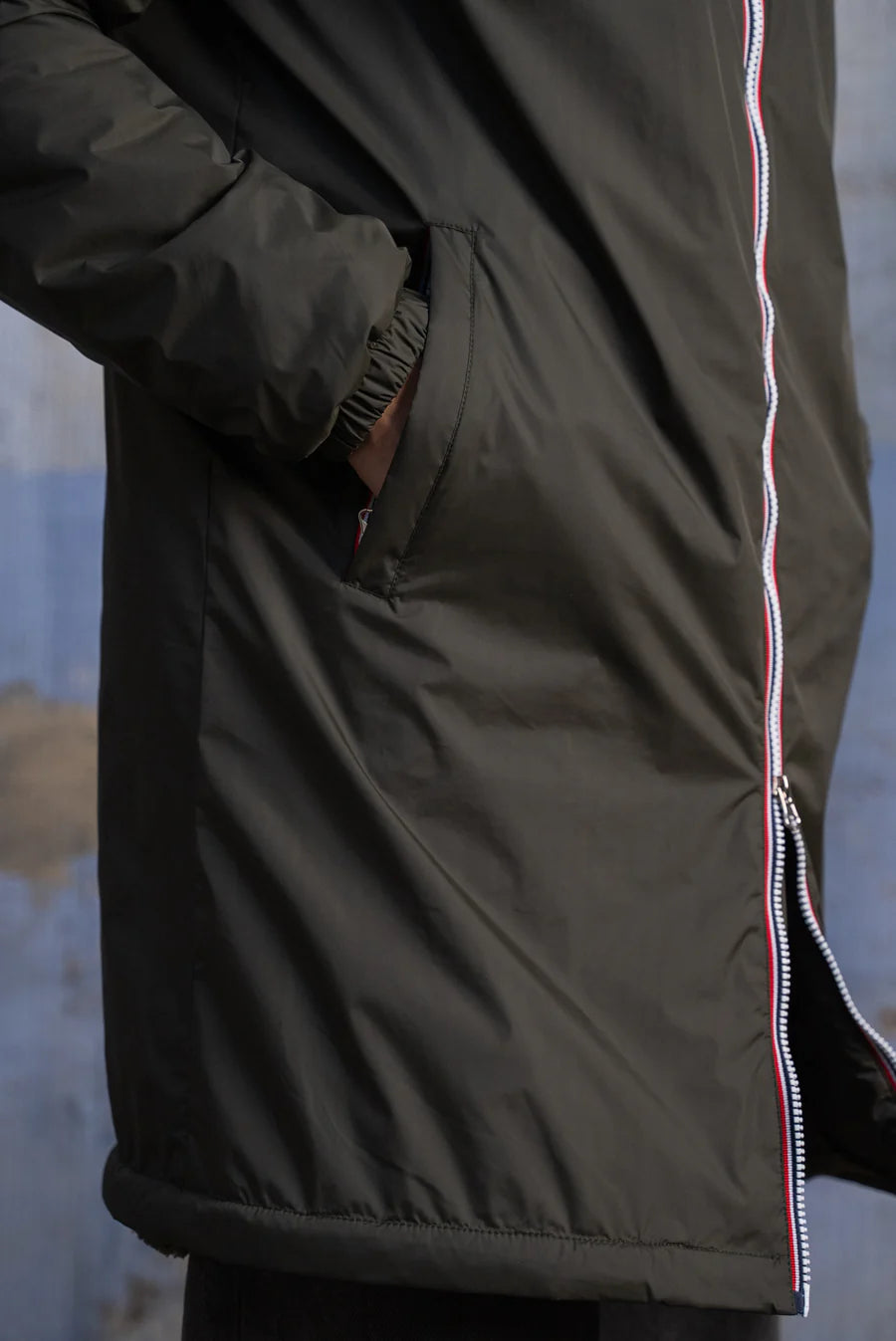 Laura Jo - Manteau imperméable long Homme kaki fourré imitation sherpa kaki