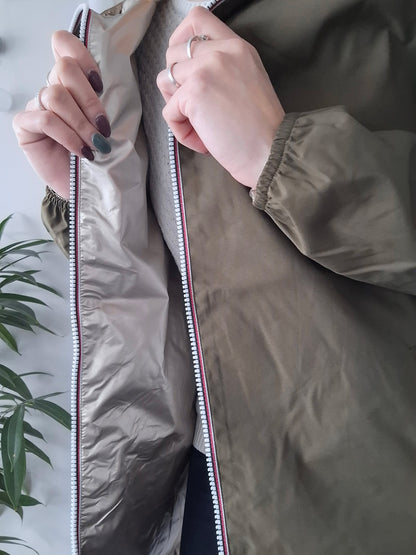 Manteau imperméable réversible mi-long léger Kaki/doré