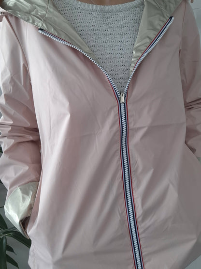 Laura Jo - Imperméable réversible court sans garnissage ouate couleur rose nude/doré