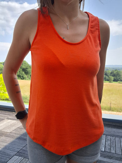 Débardeur en coton cotelé couleur orange