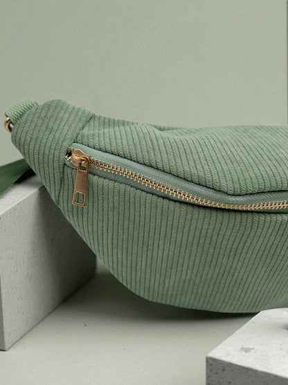 Sac banane velours cotelé vert d’eau