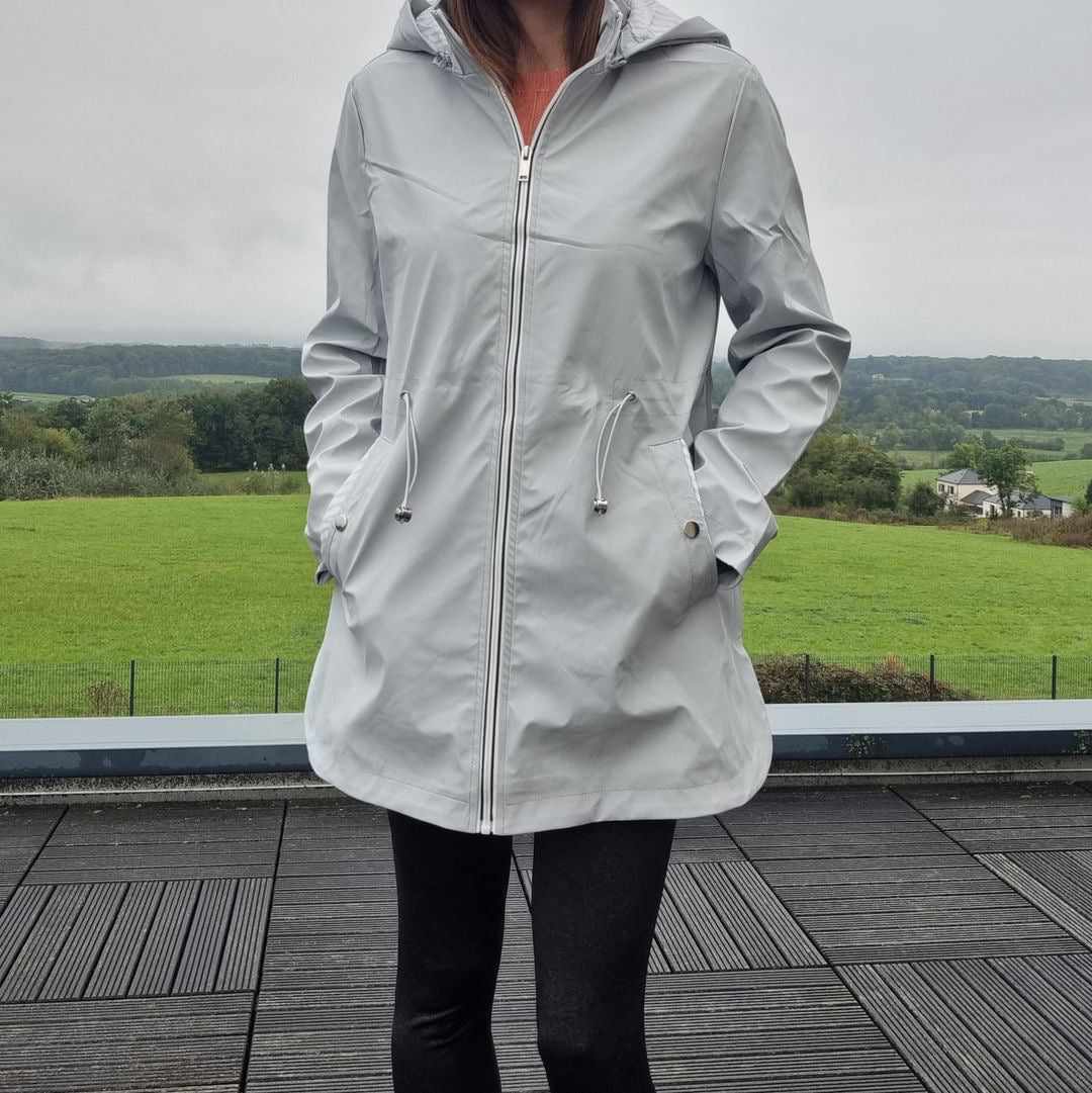 New Lolo - Manteau mi long léger imperméable gris - Curvy